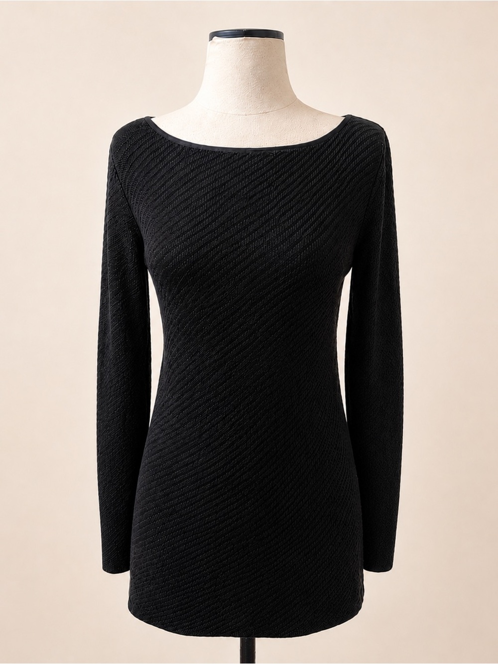 Black Label Ralph Lauren Black Tunic Sweater Boat Neck Linen Knit Blend Luxe S